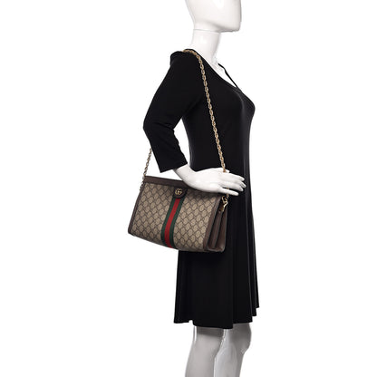 Gucci GG Supreme Monogram Web Medium Ophidia Chain Shoulder Bag Brown 2 of 10