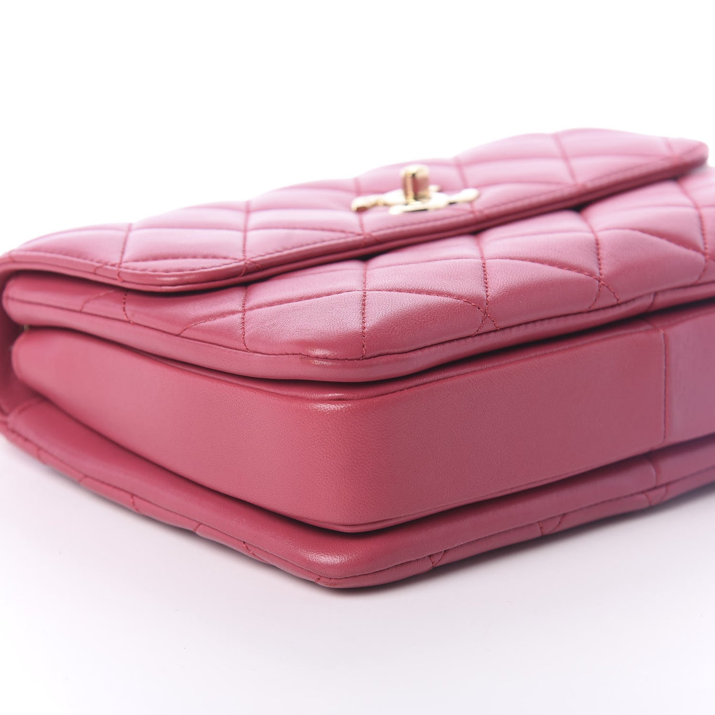 Lambskin Quilted Small Trendy CC Dual Handle Bag Dark Pink