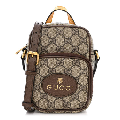 Gucci GG Supreme Monogram Mini Neo Vintage Double Zip Messenger Bag Beige New Acero Crop 1 of 11