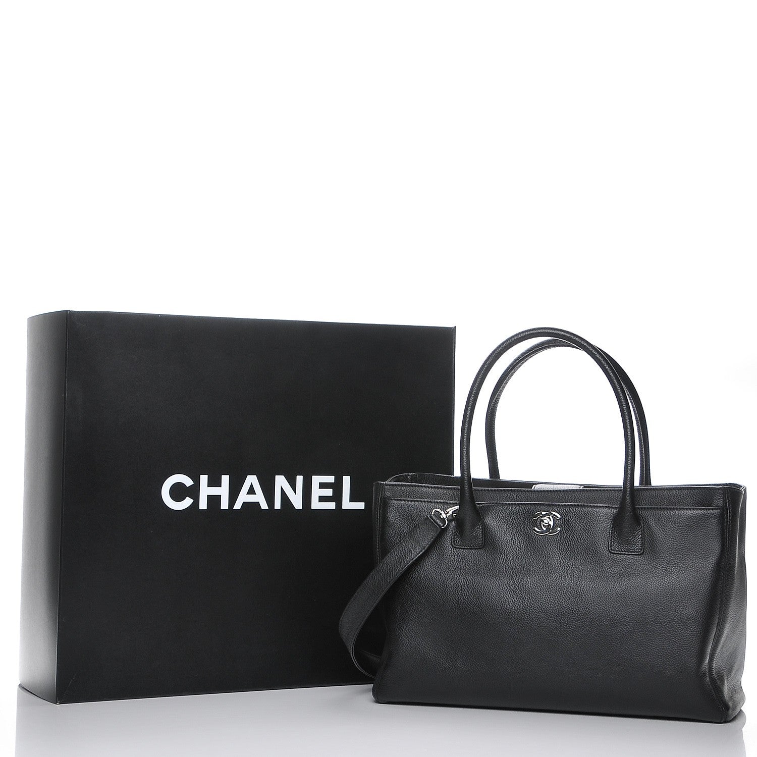 Chanel Calfskin Cerf Executive Shopper Tote Black 9 of 9