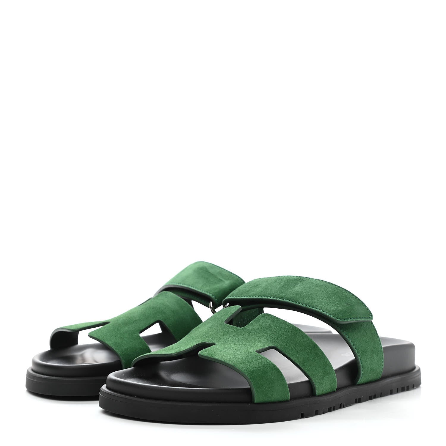 Hermes Suede Goatskin Womens Chypre Sandals 36 Vert Electrique 3 of 8