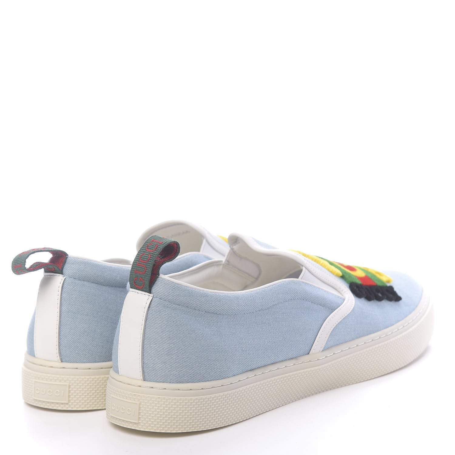 Gucci Kura Denim Logo Embroidered Mens Slip On Sneakers 11 Blue 4 of 10