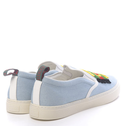 Gucci Kura Denim Logo Embroidered Mens Slip On Sneakers 11 Blue 4 of 10