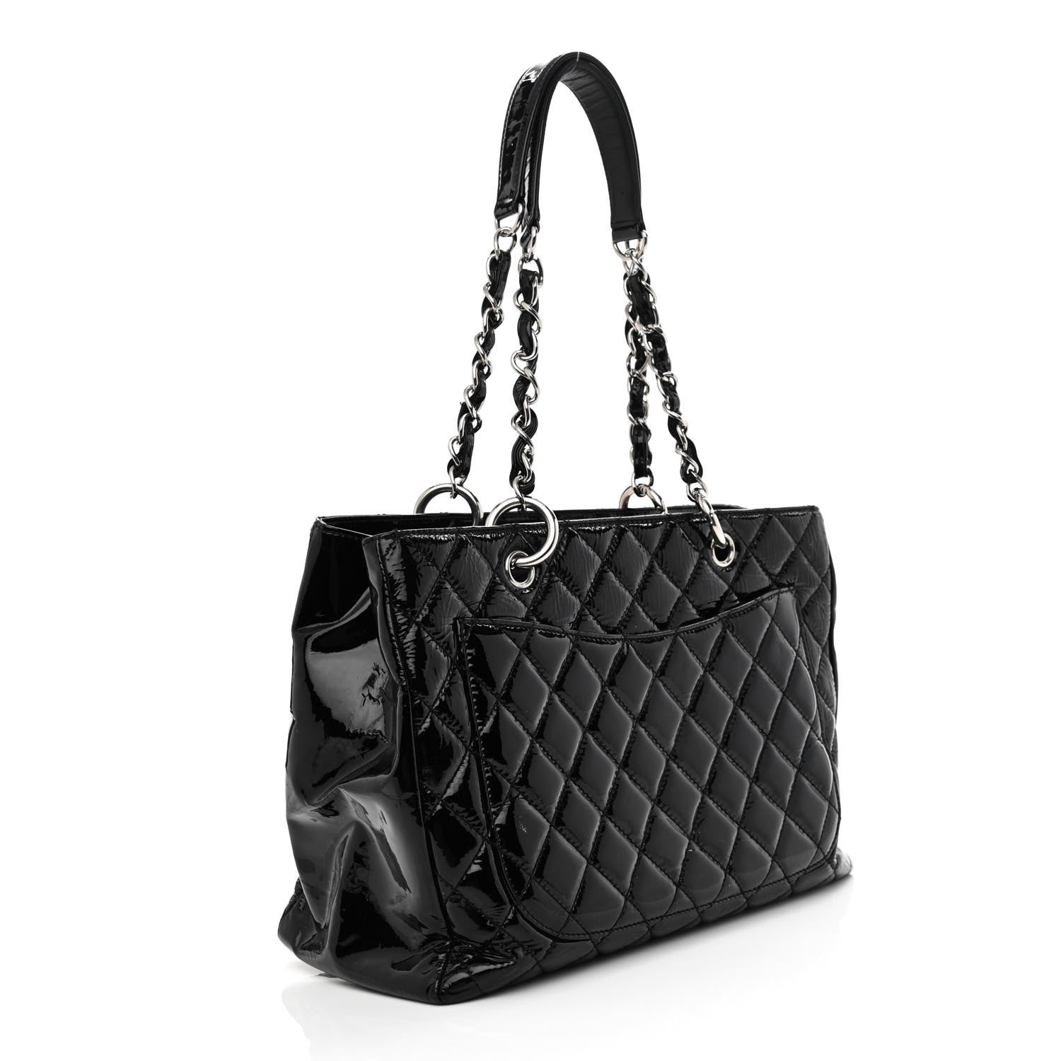 Chanel Patent Quilted Grand Shopping Tote GST Black 3 of 11