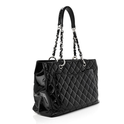 Chanel Patent Quilted Grand Shopping Tote GST Black 3 of 11