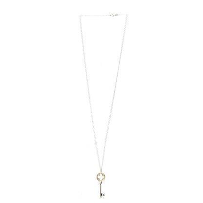 Tiffany 18K Yellow Gold Diamond Quatrefoil Key Pendant Necklace 4 of 7