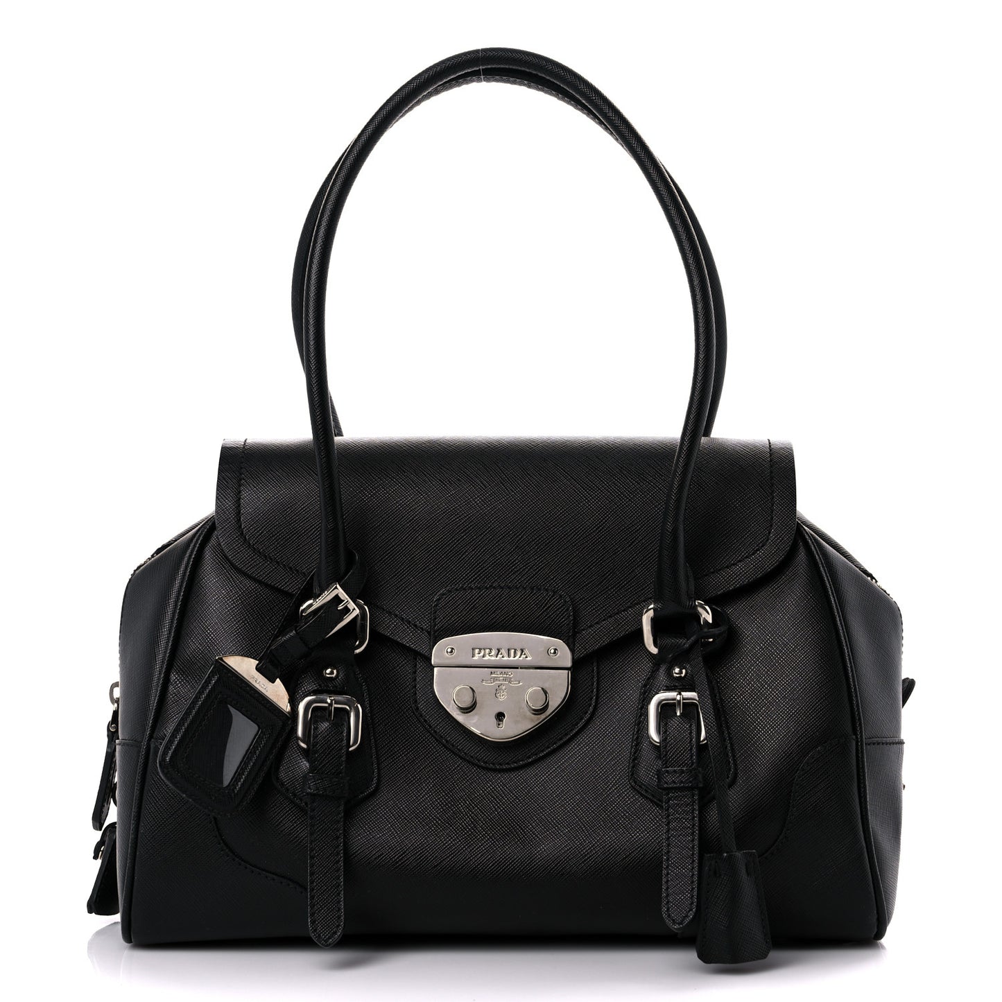 Saffiano Pushlock Satchel Black