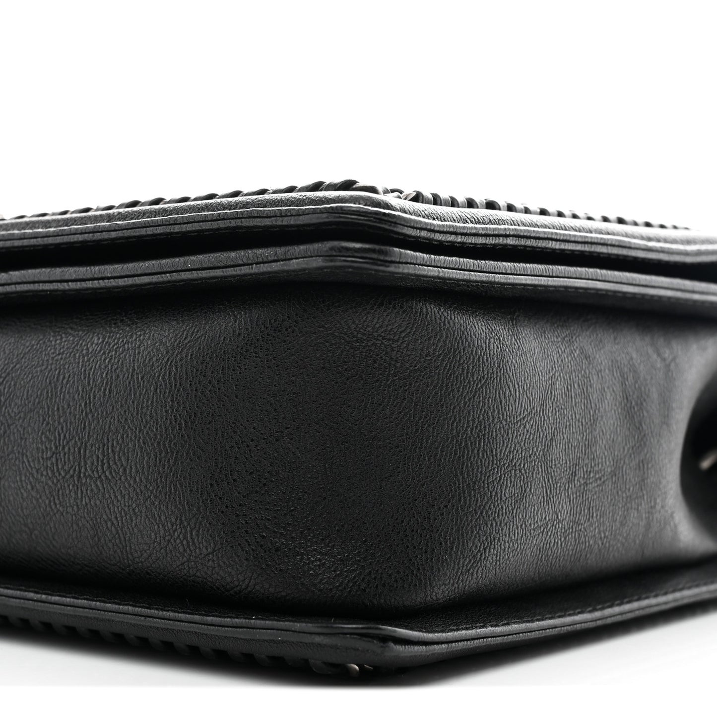 Calfskin Quilted Large Boy Top Handle Flap Black