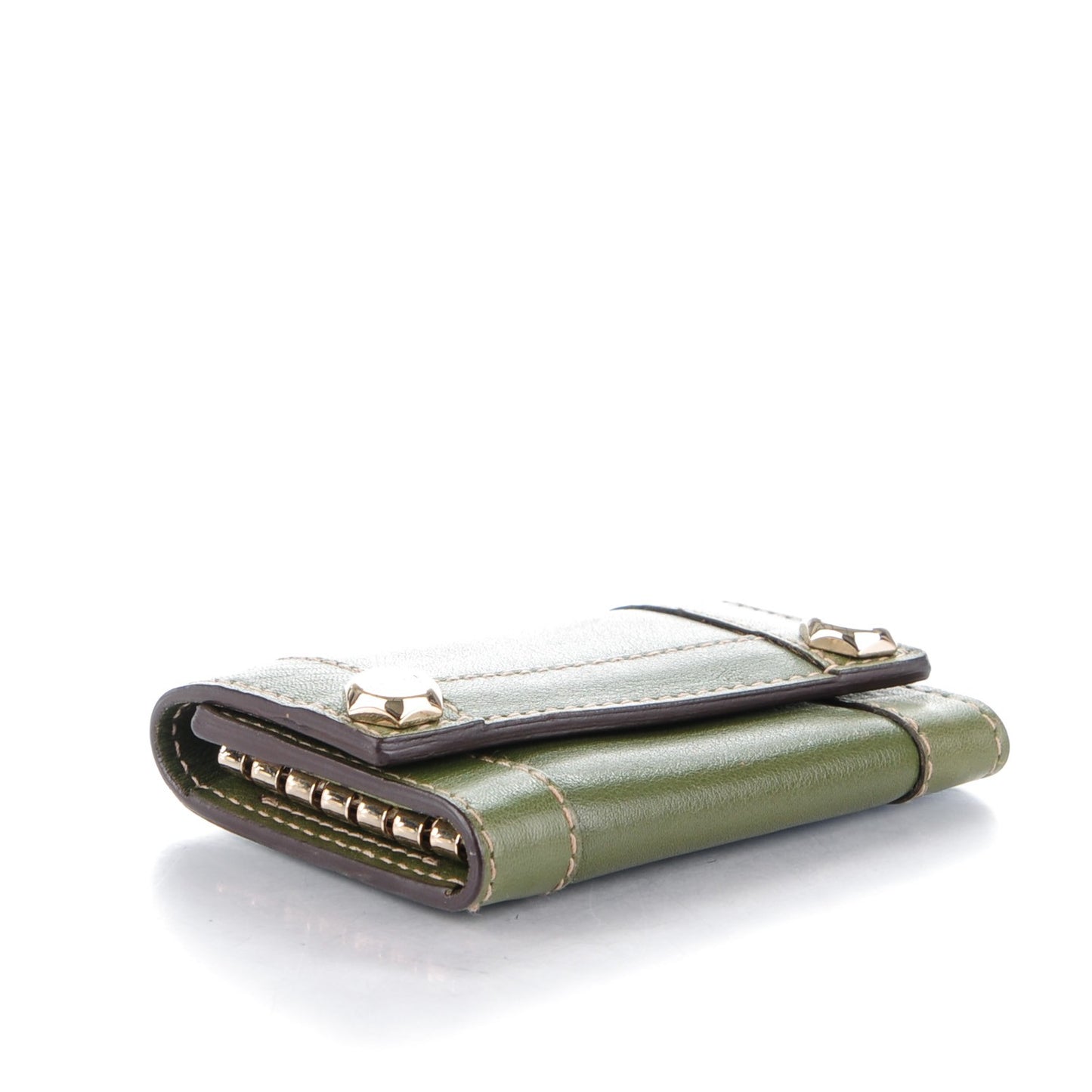 Calfskin Charmy 6 Key Holder Case Green