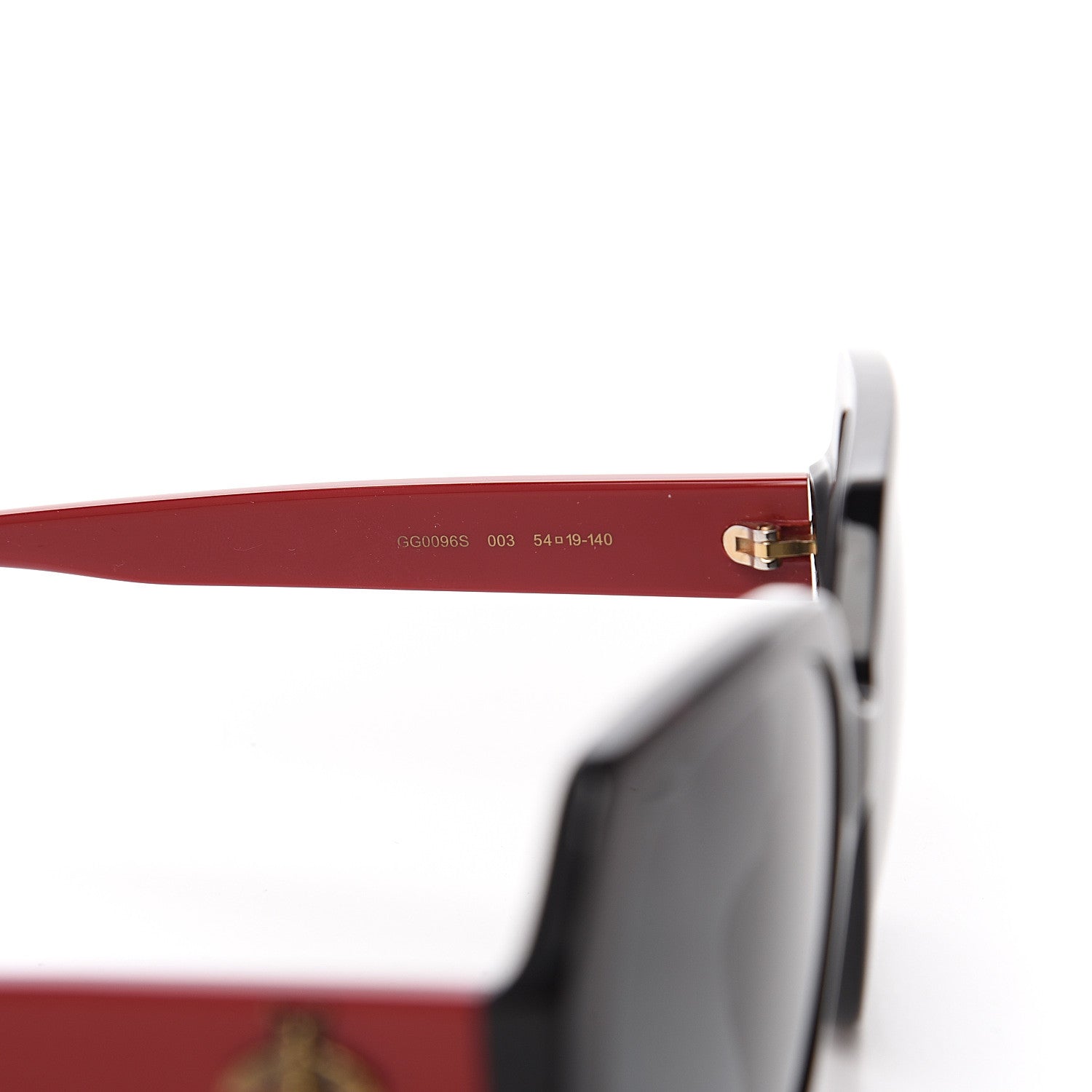 Gucci Acetate Square Frame GG0096S Sunglasses Black Red 5 of 7