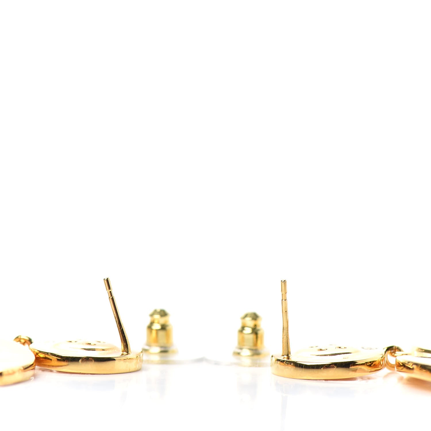 Chanel Metal Large Paris Button Earrings Gold 3 of 4