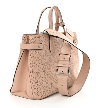 Burberry Calfskin Perforated Medium Banner Tote Pale Fawn Pink 3 of 18