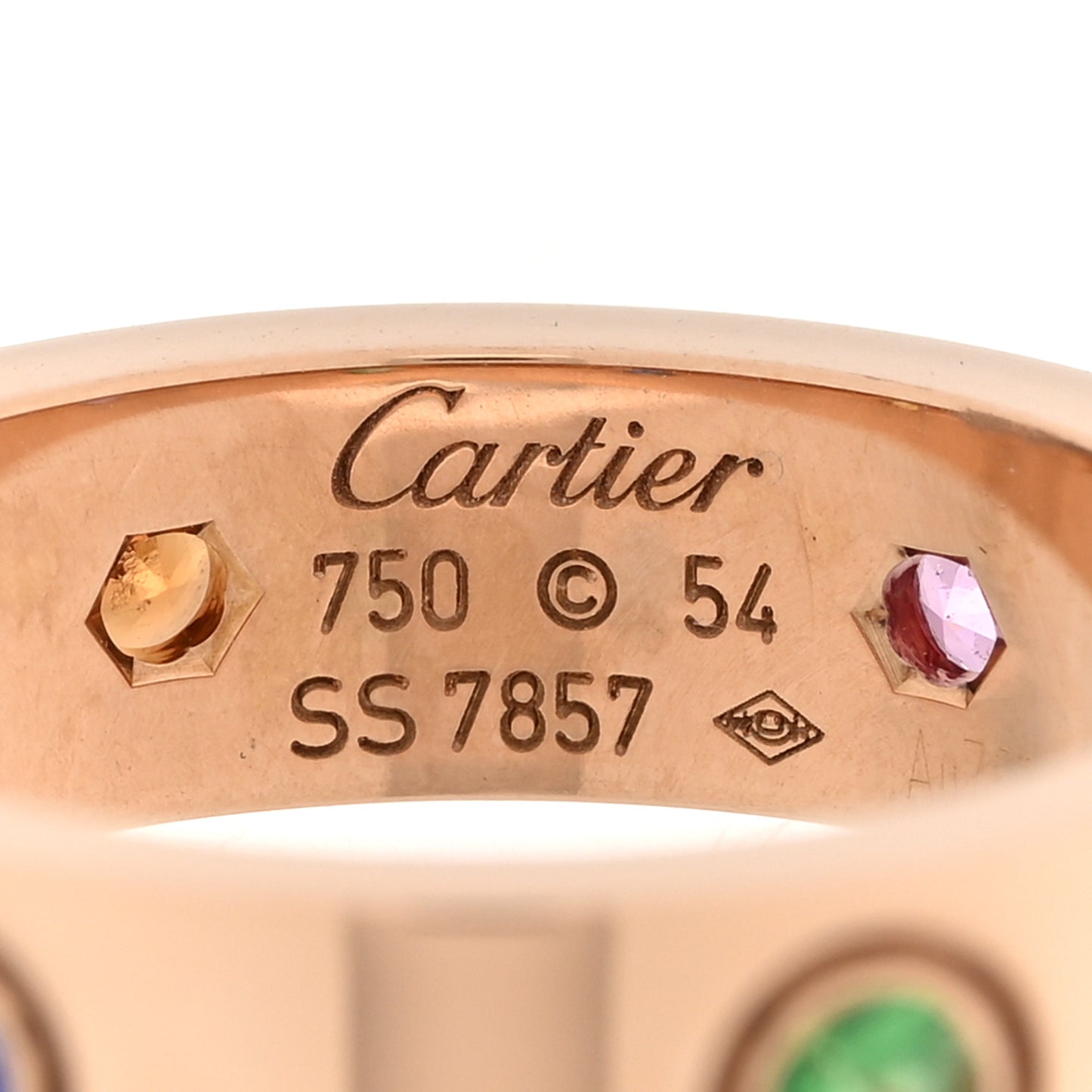 18K Pink Gold Sapphire Garnet Amethyst 5.5mm LOVE Ring 54 6.75