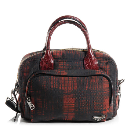 Prada Cordura Crocco Satchel Rosso 1 of 11