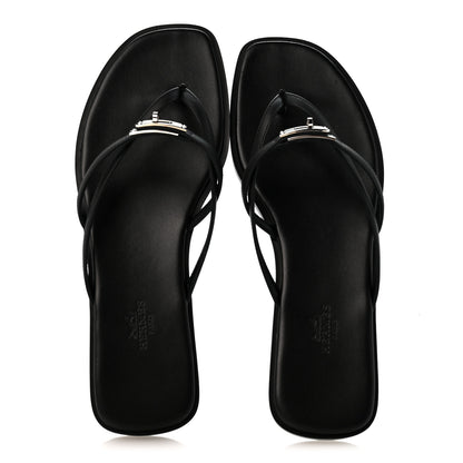 Hermes Calfskin Miss Sandals 40 Black 2 of 9
