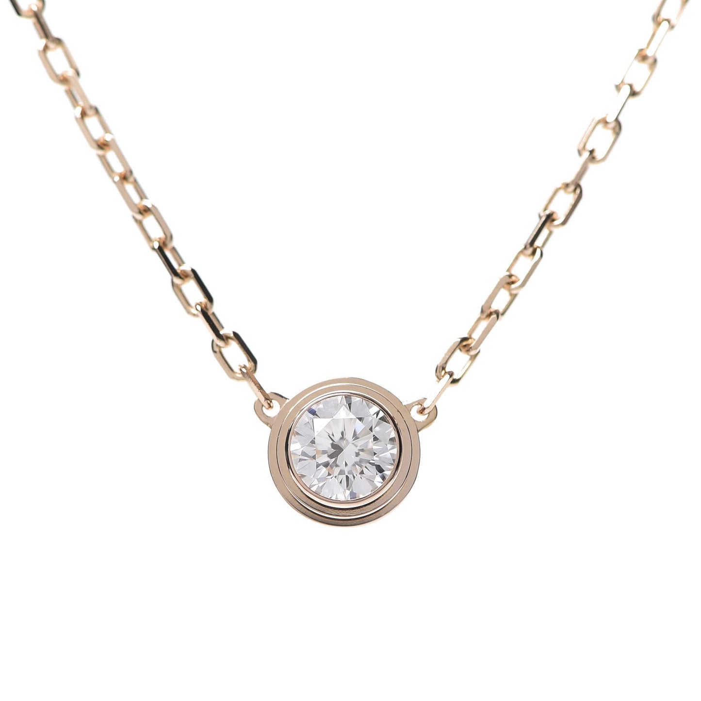 18K Pink Gold Diamond LM D'Amour Pendant Necklace