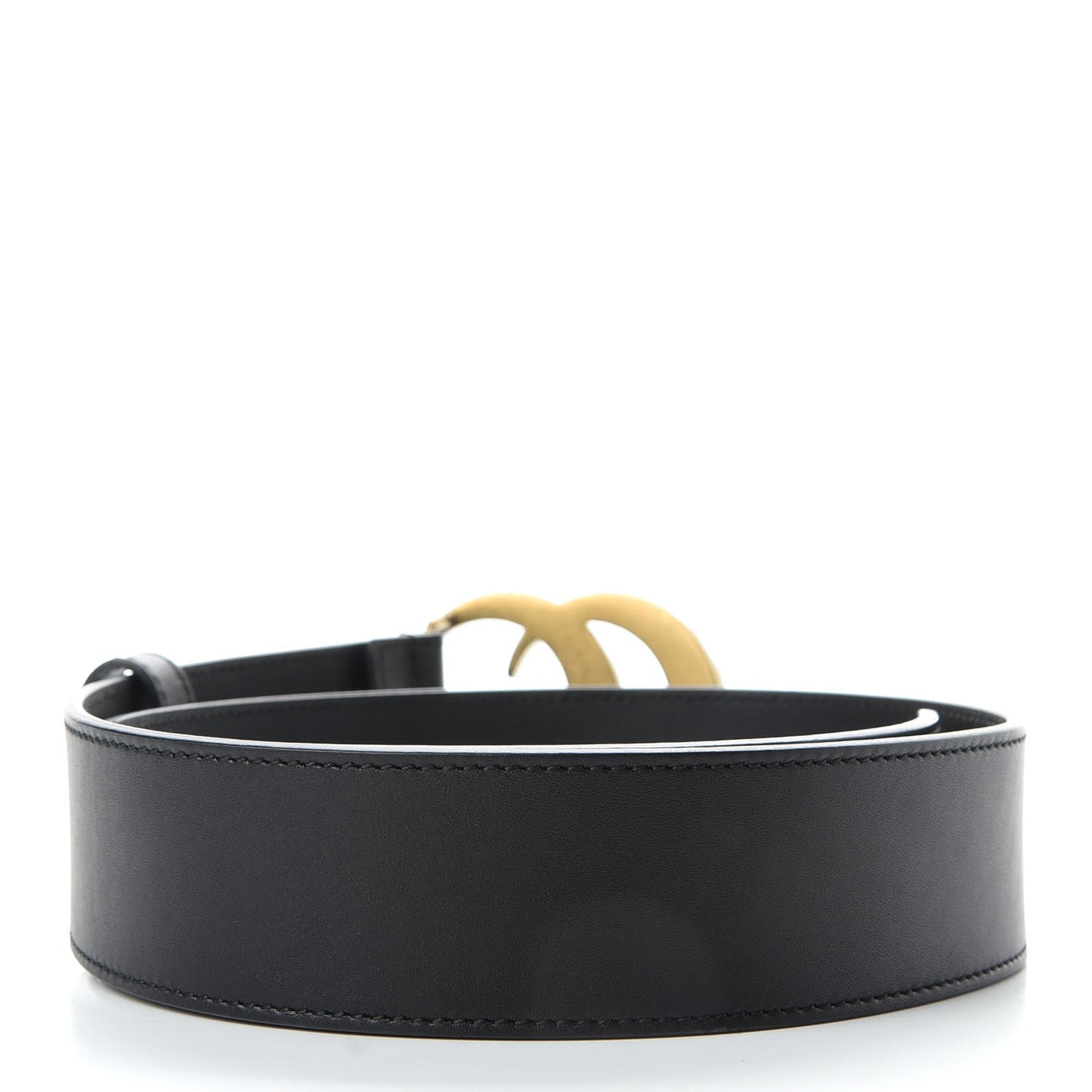 Moon Calfskin Pearl Double G 40mm Belt 70 28 Black Cream