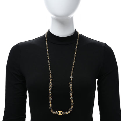 Chanel Metal Crystal CC Long Necklace Gold 2 of 5