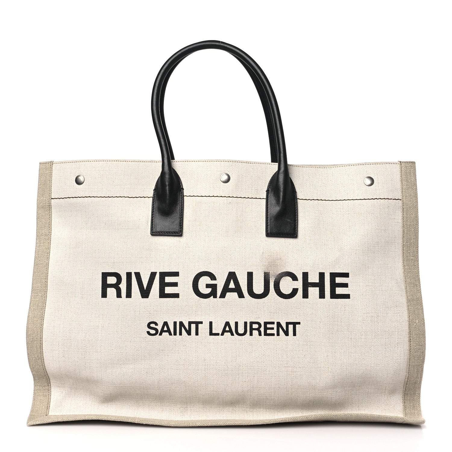 Saint Laurent Linen Calfskin Rive Gauche Tote Optic White 1 of 11