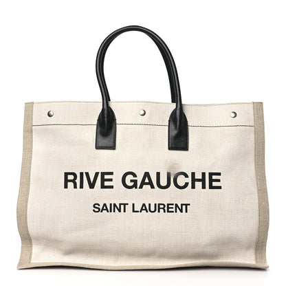 Saint Laurent Linen Calfskin Rive Gauche Tote Optic White 1 of 11