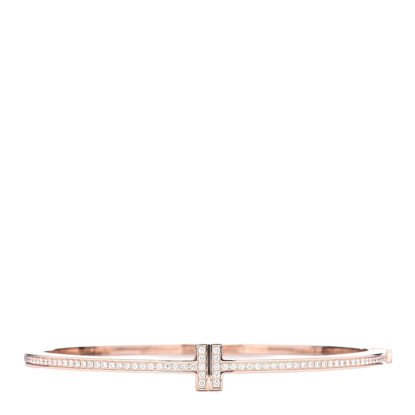18K Rose Gold Diamond T Two Hinged Bangle Bracelet