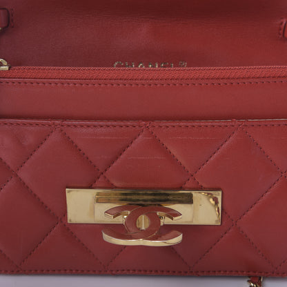 Chanel Lambskin Quilted Golden Class Wallet on Chain WOC Red 10 of 11