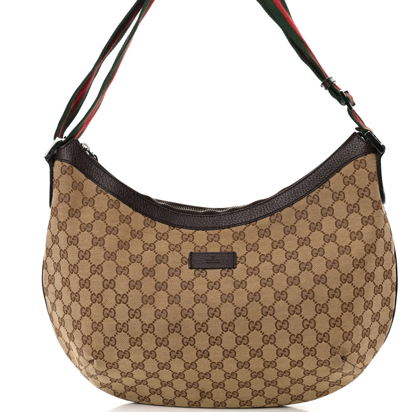Monogram Web Medium Half Moon Hobo Dark Brown