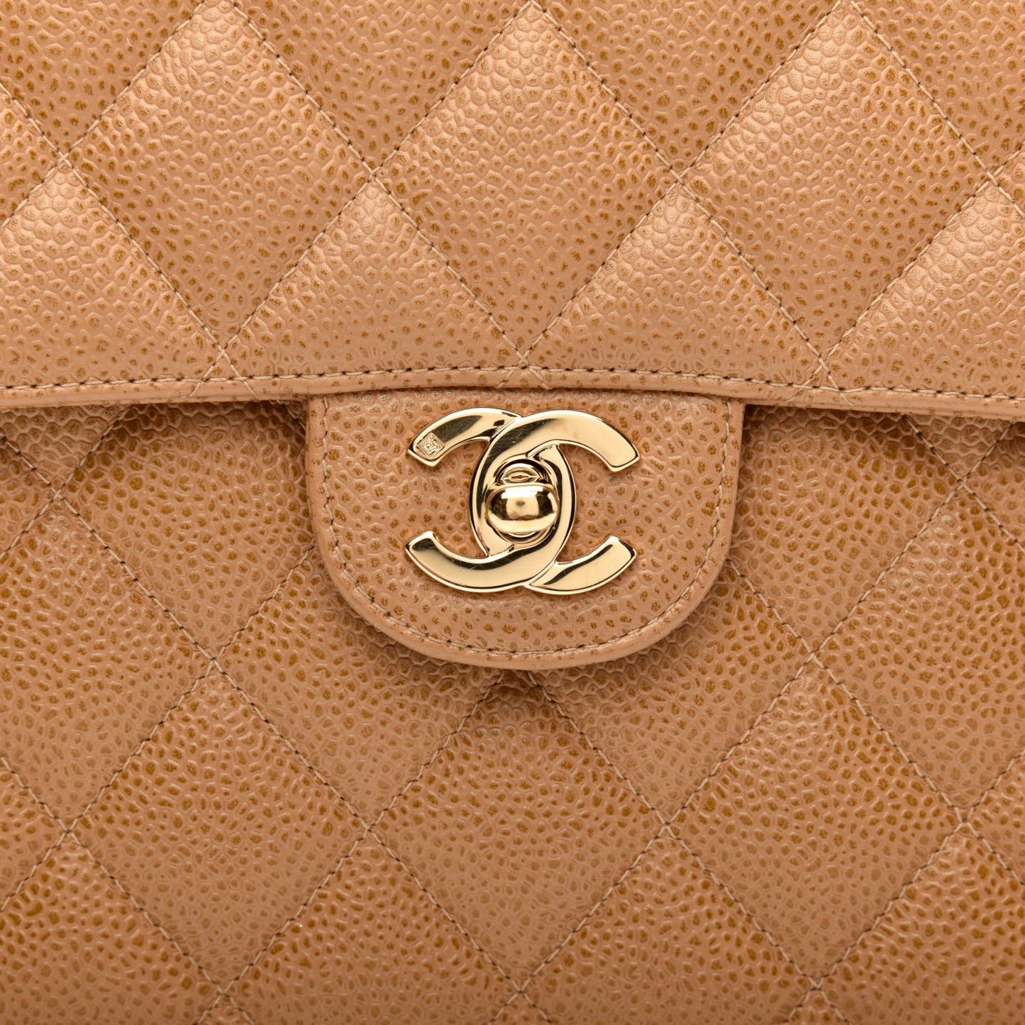 Caviar Jumbo Single Flap Beige