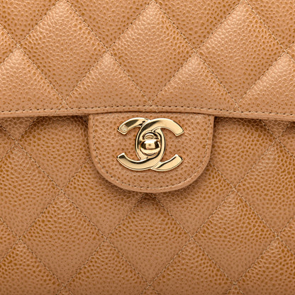 Chanel Caviar Jumbo Single Flap Beige 10 of 11