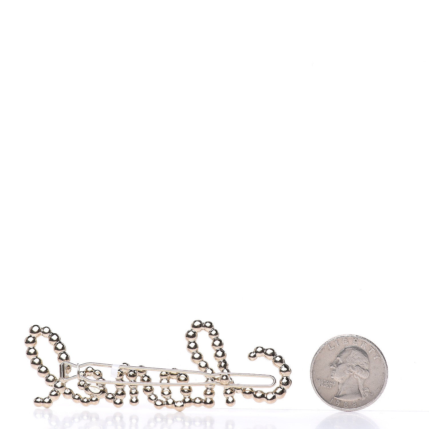 Chanel Metal Glass Swirling Pearls Hair Clip Gold 2 of 4