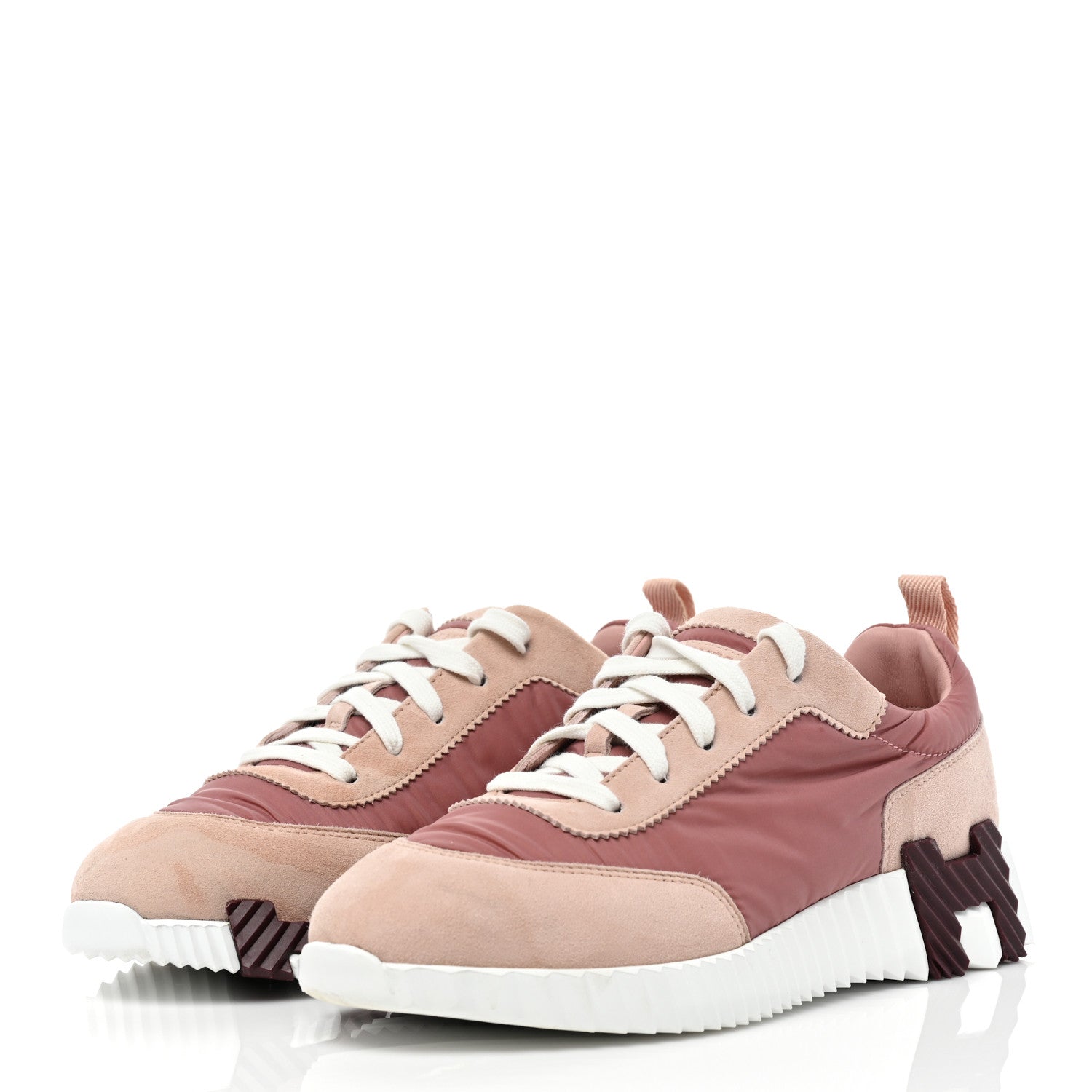 Hermes Parachute Fabric Suede Goatskin Bouncing Sneakers 37 Rose Rose Opaline 3 of 10