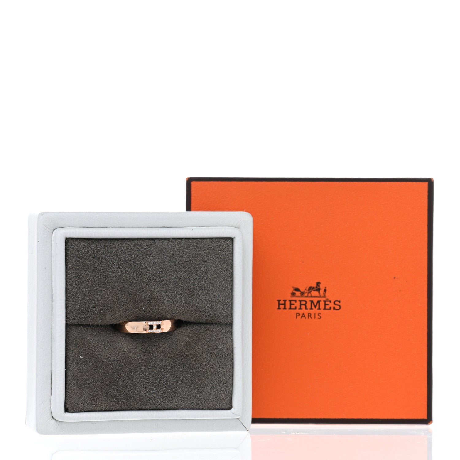 Hermes 18K Rose Gold Diamond Ever Herakles Wedding Band Ring 54 6.75 5 of 5