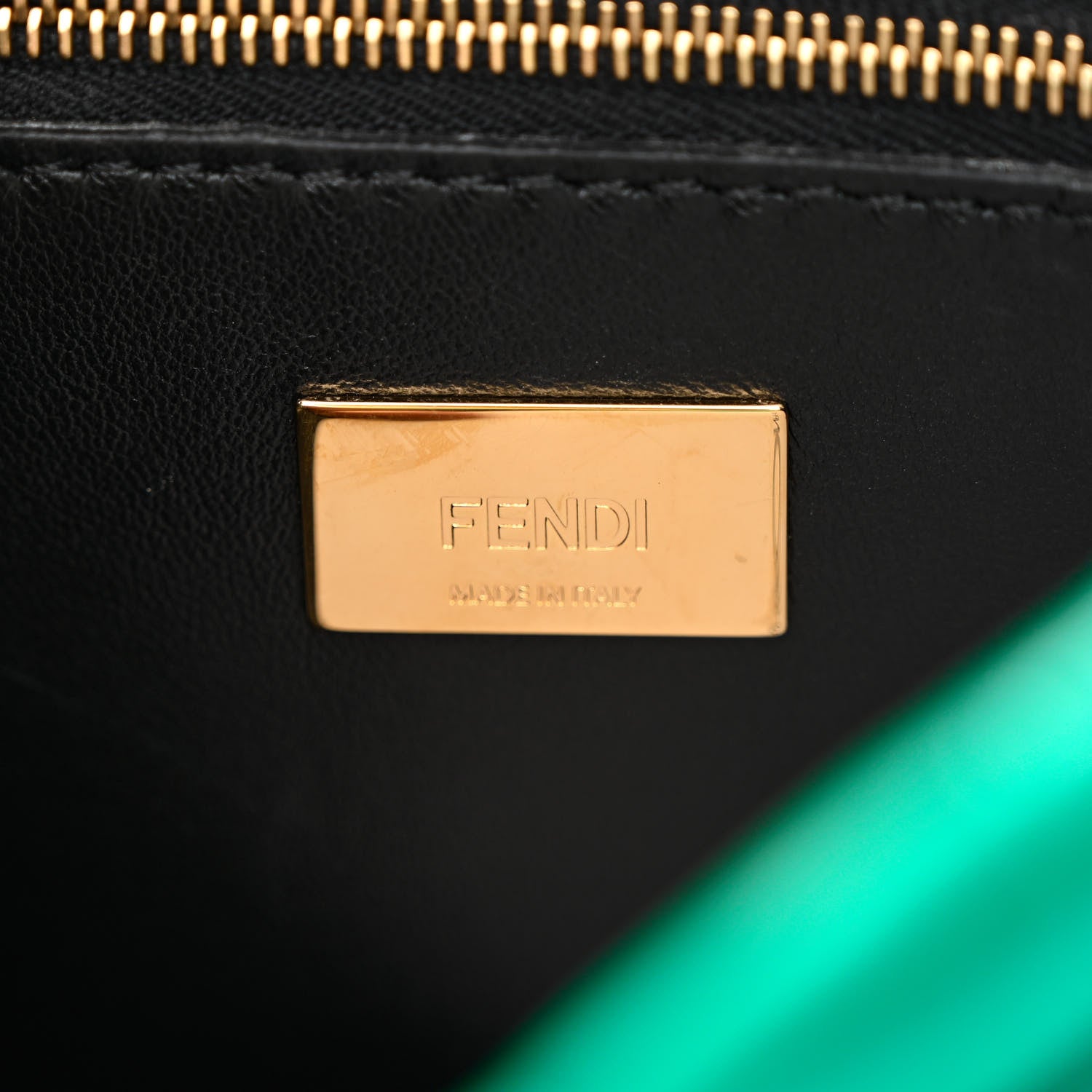 Fendi Shiny Crocodile Nappa Mini Plexi Handle Peekaboo Iconic Satchel Emerald 7 of 12