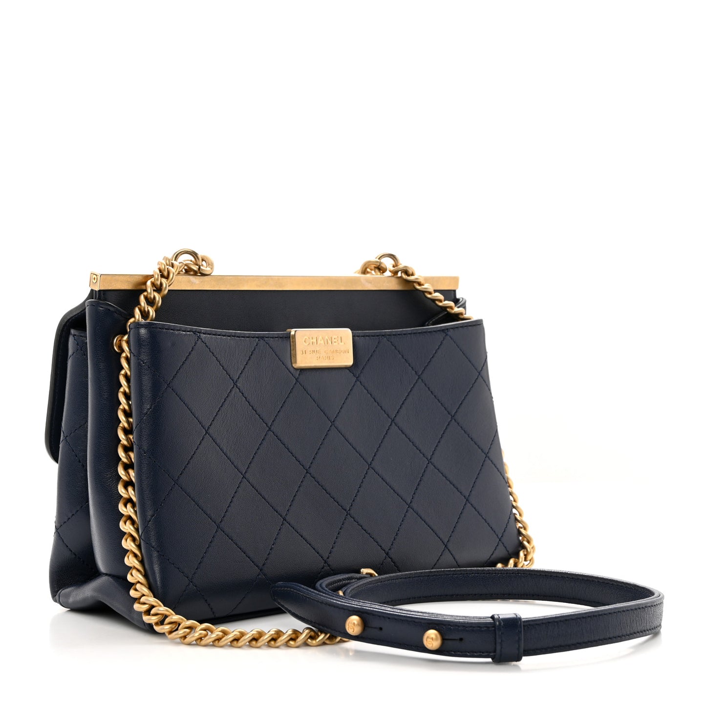 Lambskin Stitched Coco Luxe Medium Flap Blue