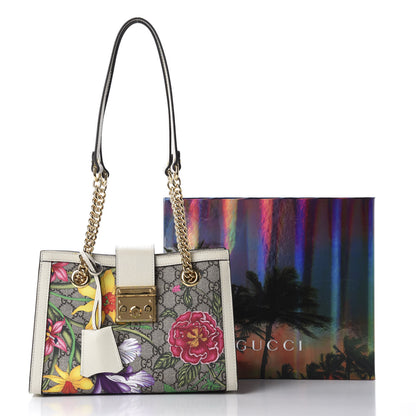 Gucci GG Supreme Monogram Flora Textured Calfskin Small Padlock Tote Beige Ebony Multicolor Mystic White 11 of 11