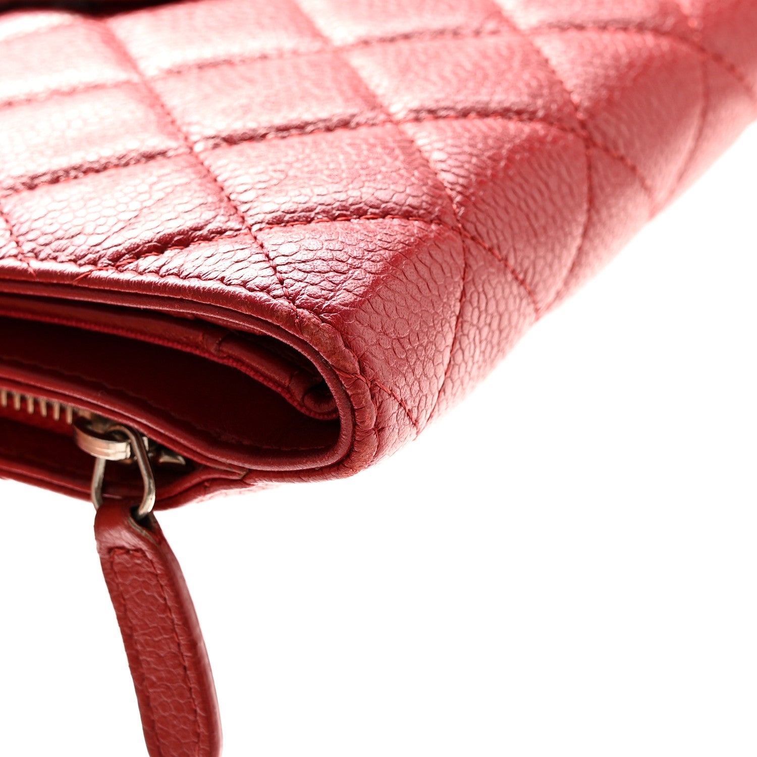 Chanel Caviar Quilted Zipped Pocket Wallet Red 18 of 20