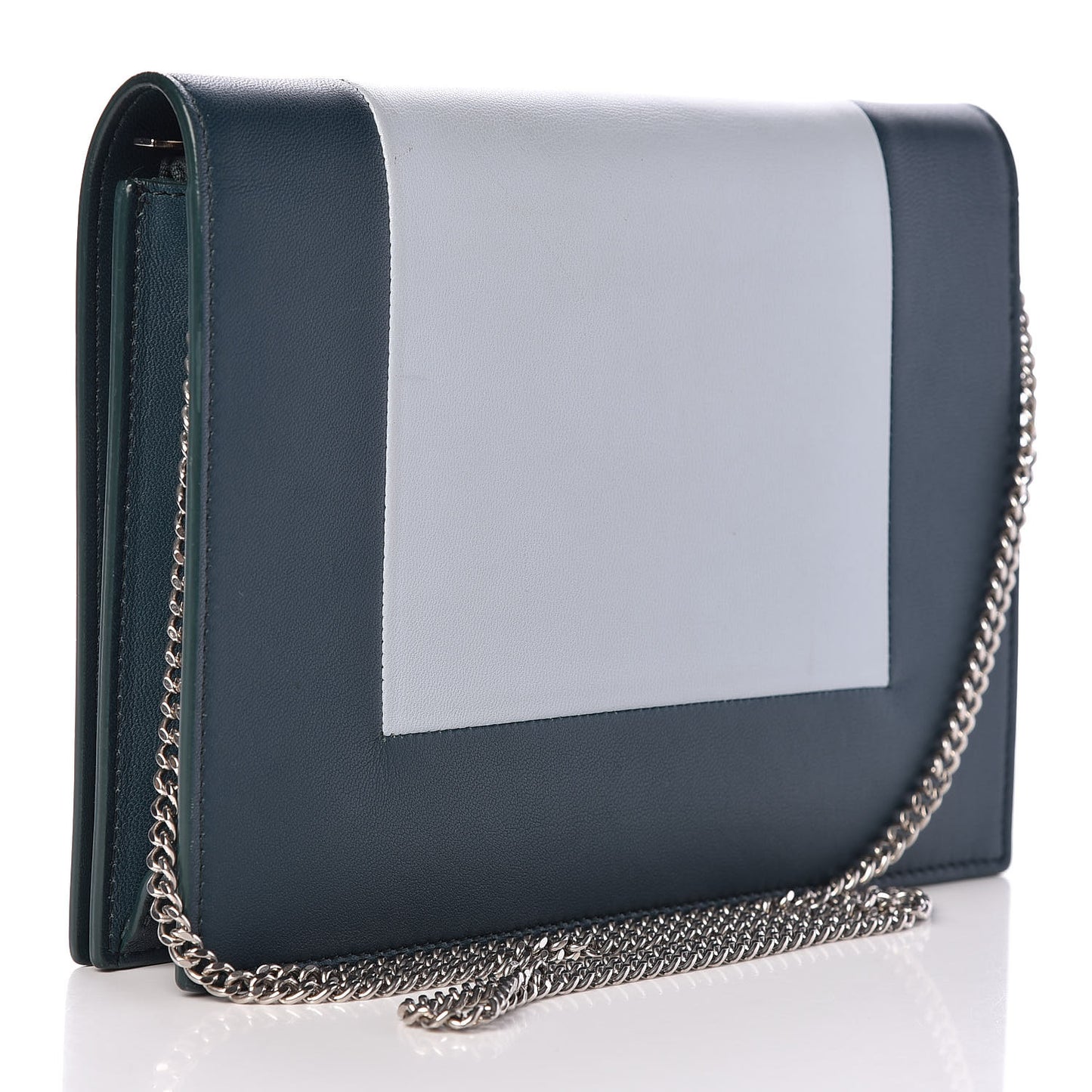 Smooth Lambskin Frame Evening Chain Clutch Mineral Dark Green