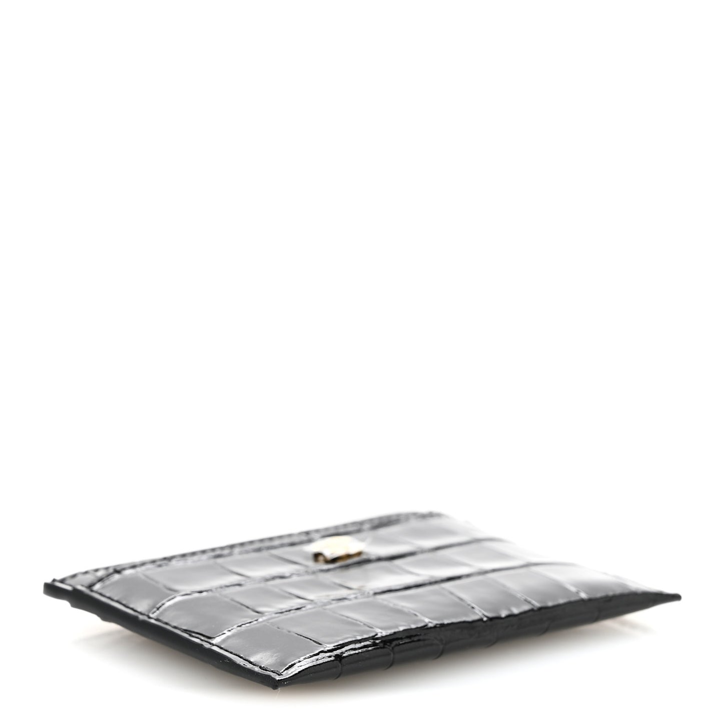 Calfskin Crocodile Embossed Crococo Card Holder Black