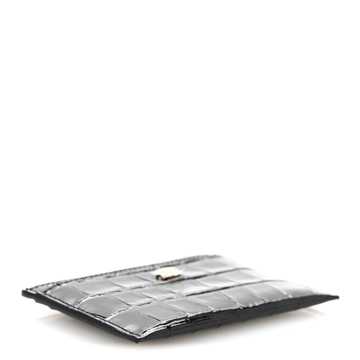Chanel Calfskin Crocodile Embossed Crococo Card Holder Black 4 of 8