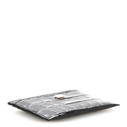 Chanel Calfskin Crocodile Embossed Crococo Card Holder Black 4 of 8