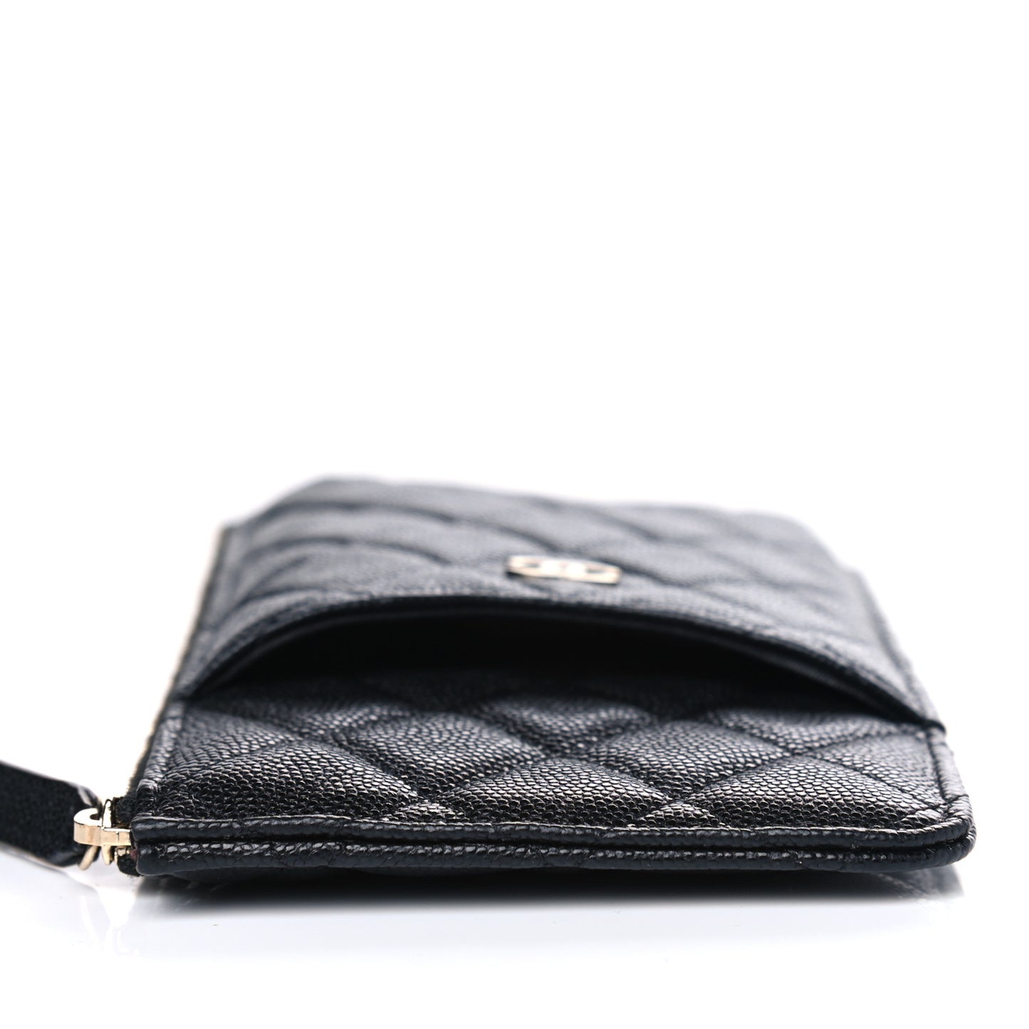 Caviar Quilted Classic Flat Wallet Pouch Black
