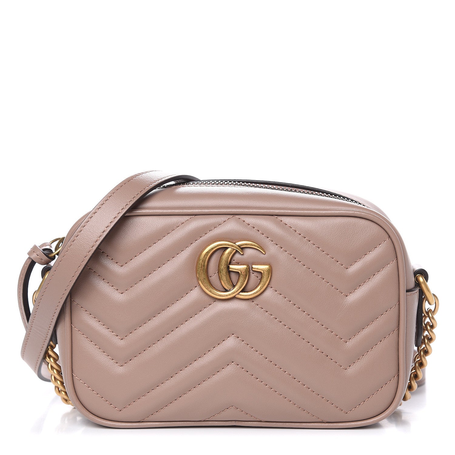 Gucci Calfskin Matelasse Mini GG Marmont Chain Shoulder Bag Porcelain Rose 1 of 9