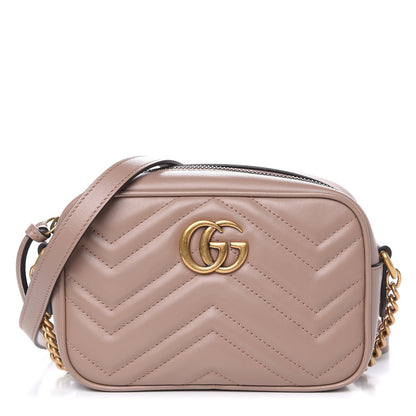 Gucci Calfskin Matelasse Mini GG Marmont Chain Shoulder Bag Porcelain Rose 1 of 9