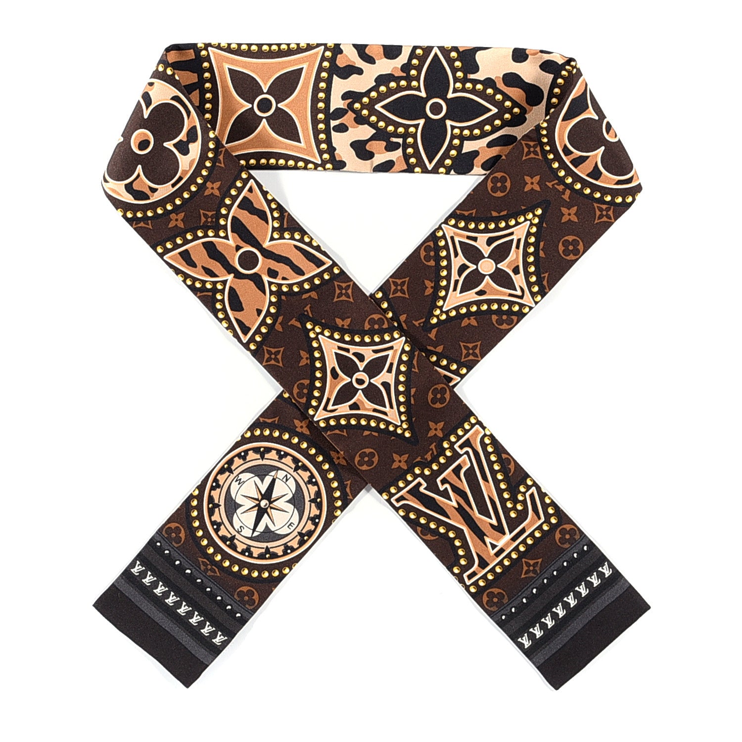 Louis Vuitton Silk Monogram LV World Bandeau Brown 1 of 3