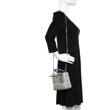 Christian Dior Metallic Nubuck Cannage Mini Lady Dior Silver 3 of 12