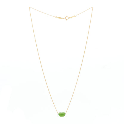 Tiffany 18K Yellow Gold Green Jade 9mm Elsa Peretti Bean Pendant Necklace 3 of 6