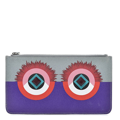 Fendi Vitello Elite Studded Hypnoteyes Zip Pouch Polvere Multicolor 1 of 8
