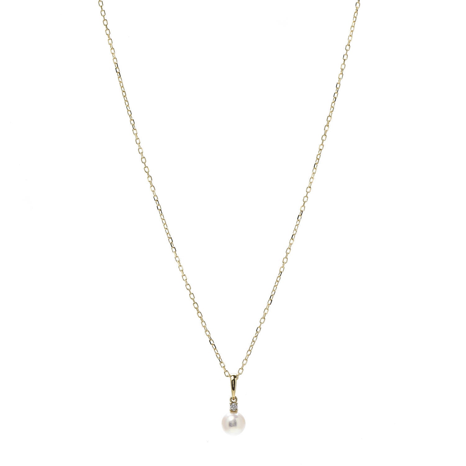 Mikimoto 18K Yellow Gold Diamond Akoya Pearl 6mm Drop Pendant Necklace 1 of 7