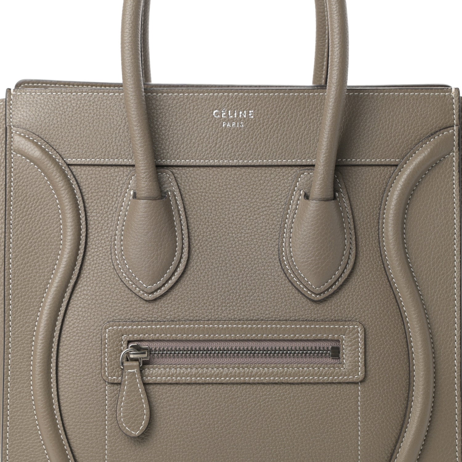Celine Drummed Calfskin Micro Luggage Souris 8 of 14