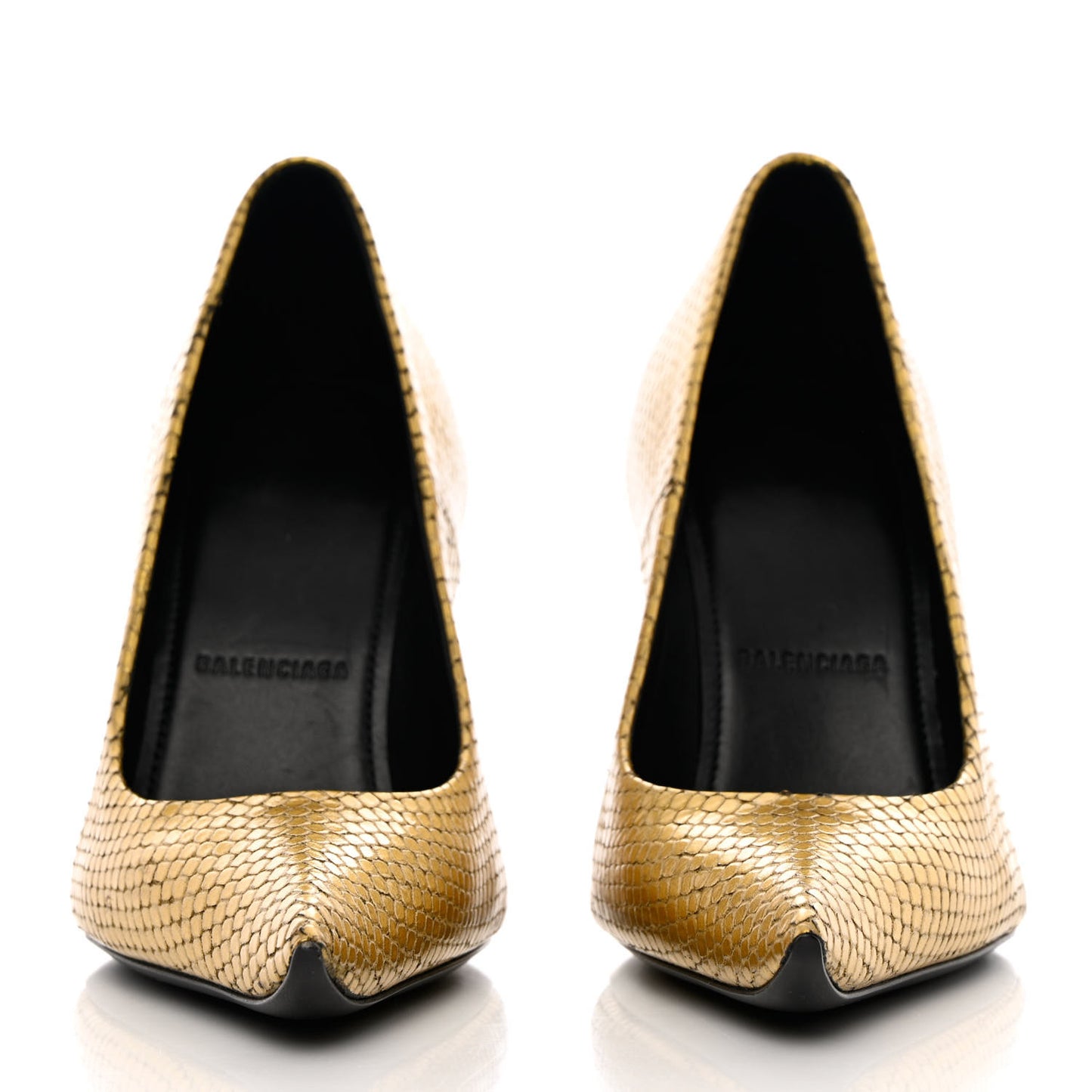 Metallic Calfskin Snakeskin Embossed Essex 110mm Pumps 36 Gold